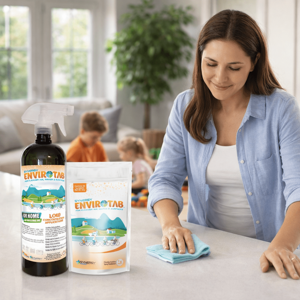 Wiping a countertop